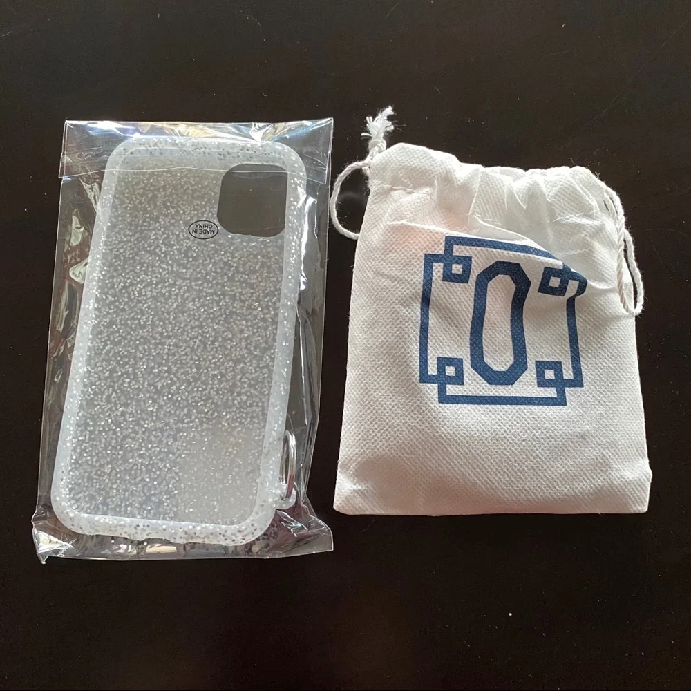 iPhone 11 silver glitter case key ring bracelet set